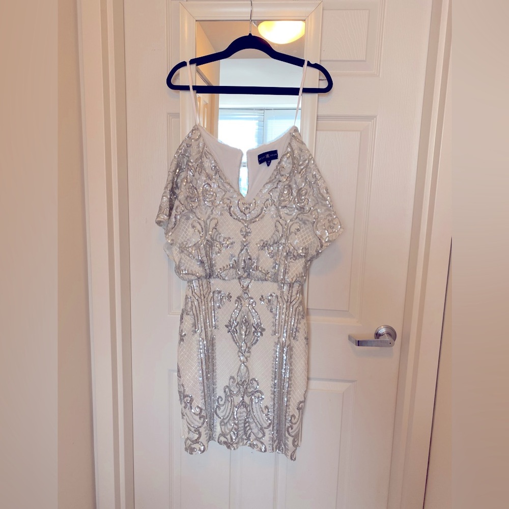 Betsy & Adam white and silver cocktail/party dress Size 14